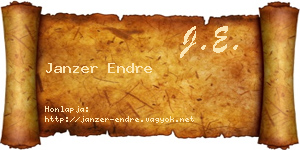 Janzer Endre névjegykártya